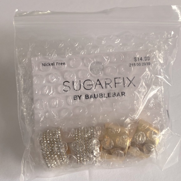SUGARFIX by BaubleBar Crystal Hoop Earring Set 2pc - Gold, NWT - Picture 4 of 6